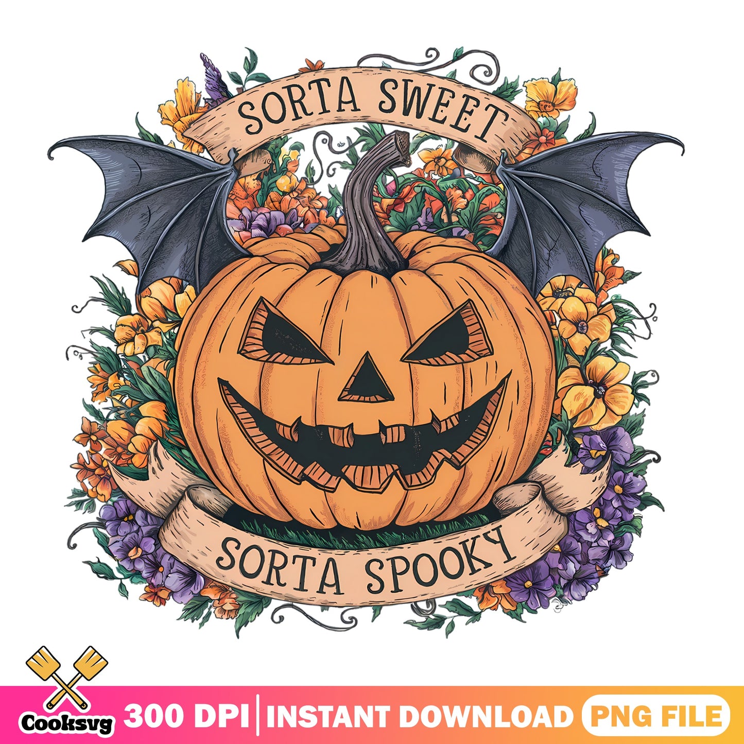 Sorta Sweet Sorta Spooky PNG, Halloween Pumpkin PNG, Spooky Season PNG