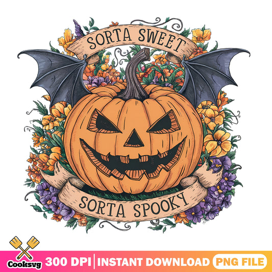 Sorta Sweet Sorta Spooky PNG, Halloween Pumpkin PNG, Spooky Season PNG