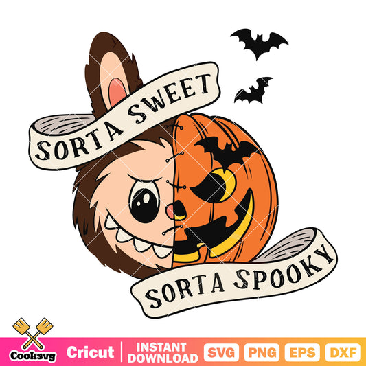 Sorta sweet spooky labubu svg, labubu halloween​ svg, labubu pumpkin​ svg
