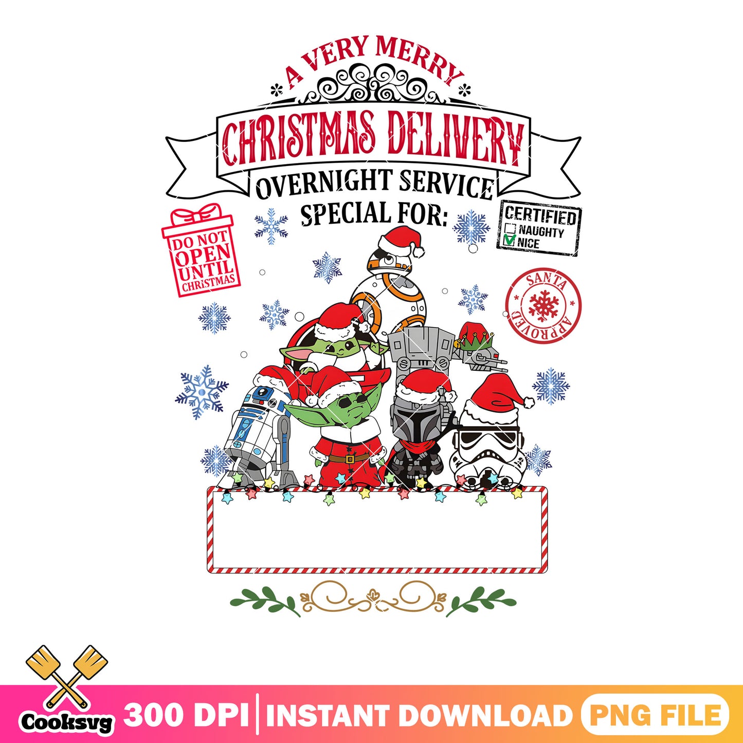 Space christmas delivery png, star war png, baby yoda png
