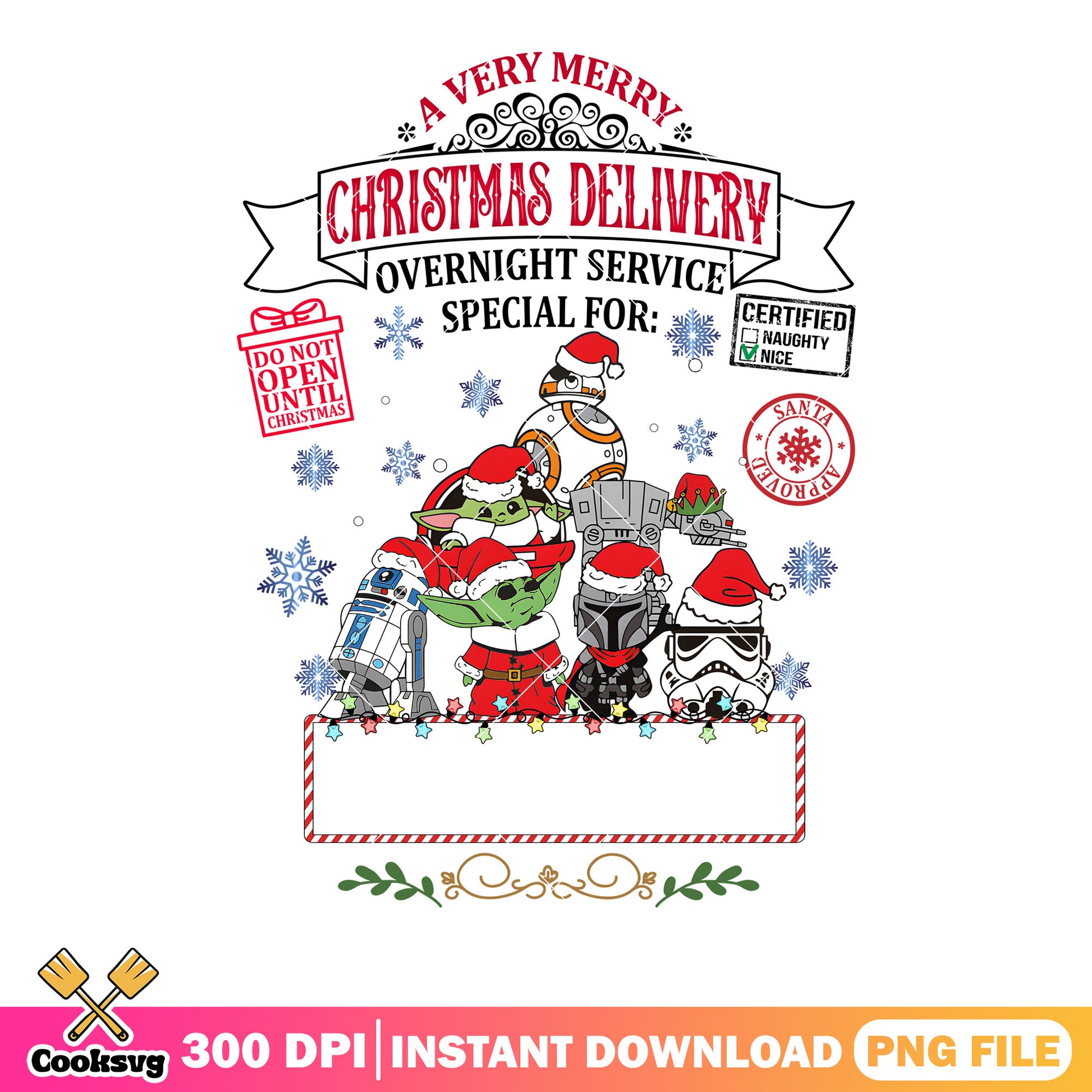 Space christmas delivery png, star war png, baby yoda png