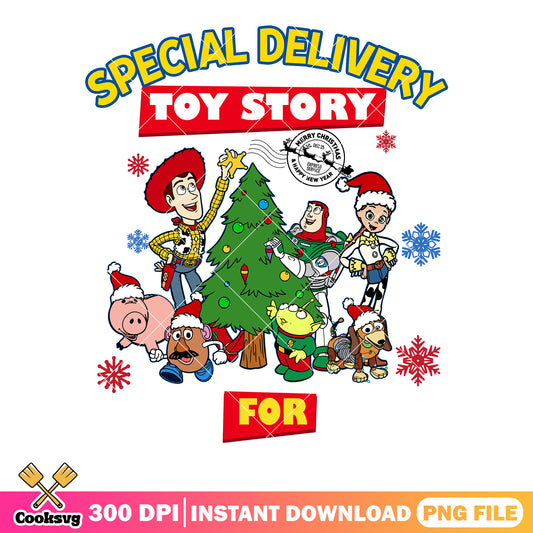 Special delivery toy story png, christmas vibes png, toy story png