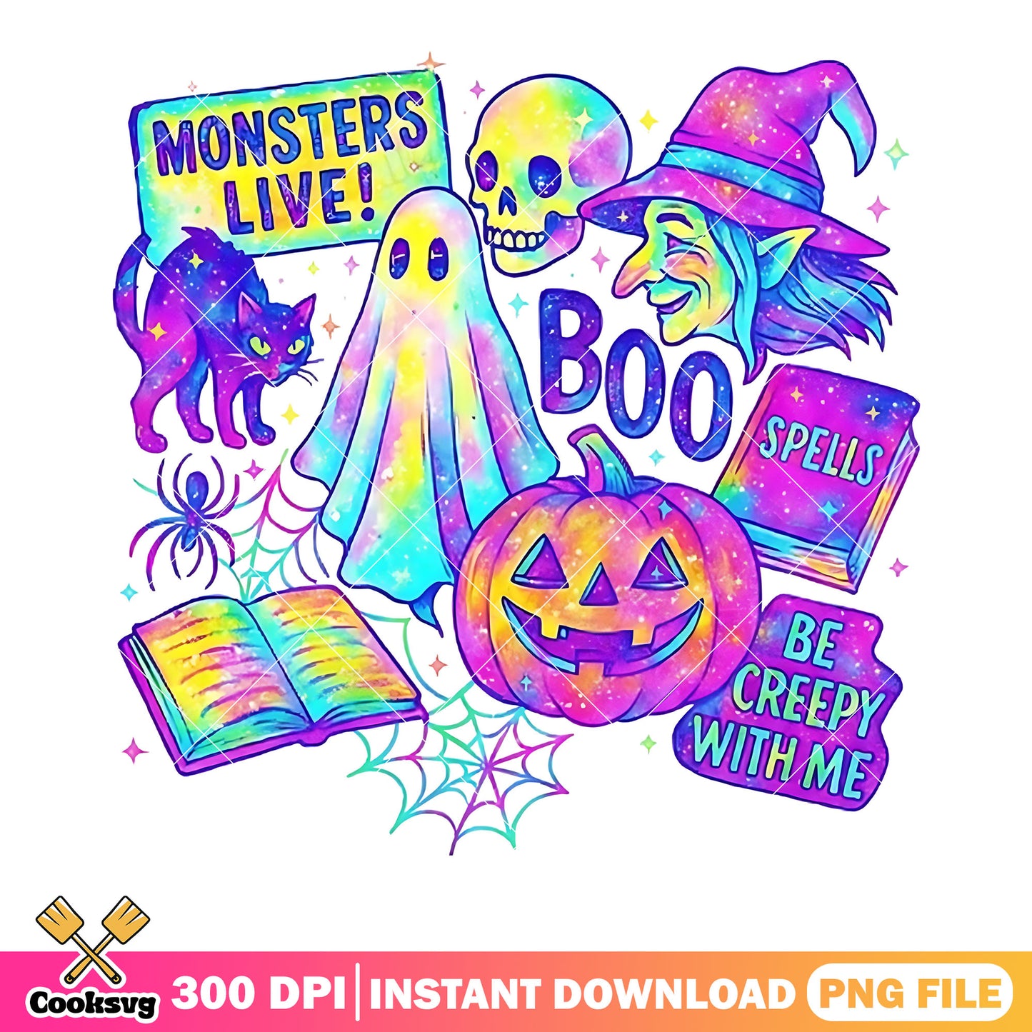 Spell be creepy with me png, scary halloween png, scary pumpkin png