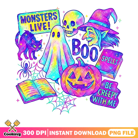 Spell be creepy with me png, scary halloween png, scary pumpkin png