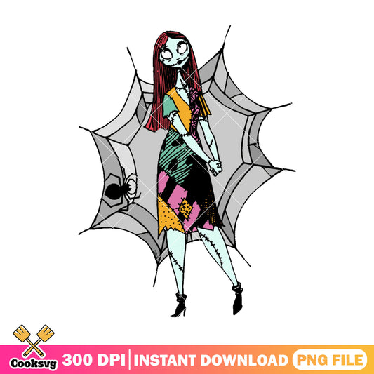 Spider and sally design png, horror sally png, halloween costume png
