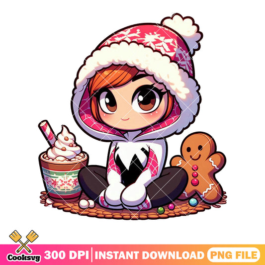 Spider gwen ornament​ png, spider gwen chibi png, hat pink png