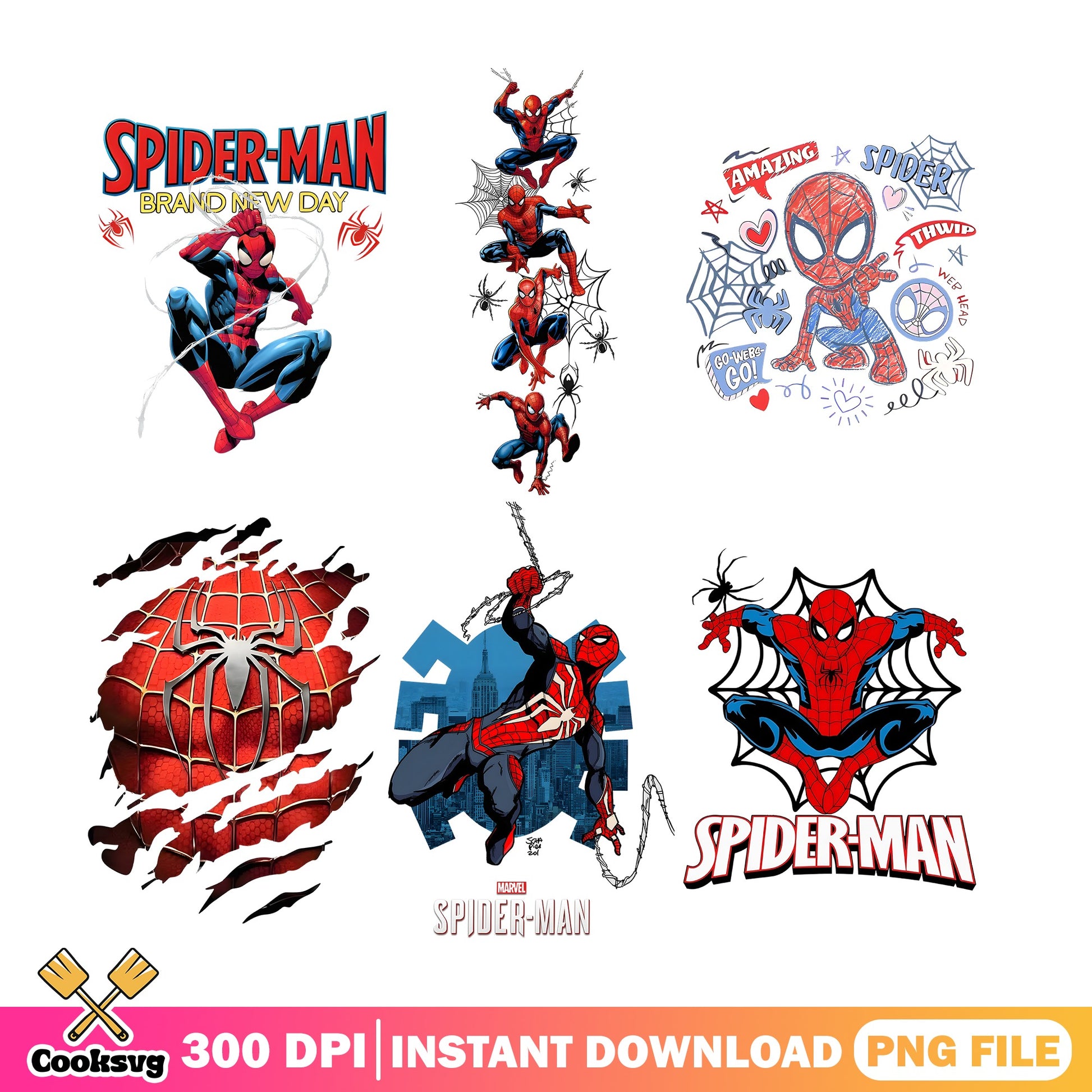 Spiderman PNG Bundle, Marvel Superhero PNG, Spider-Man PNG