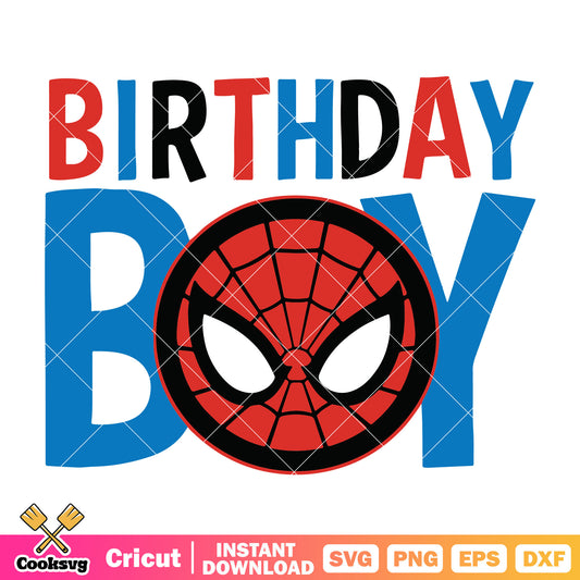 Spiderman head cute birthday boy svg, birthday boy svg, spiderman birthday svg