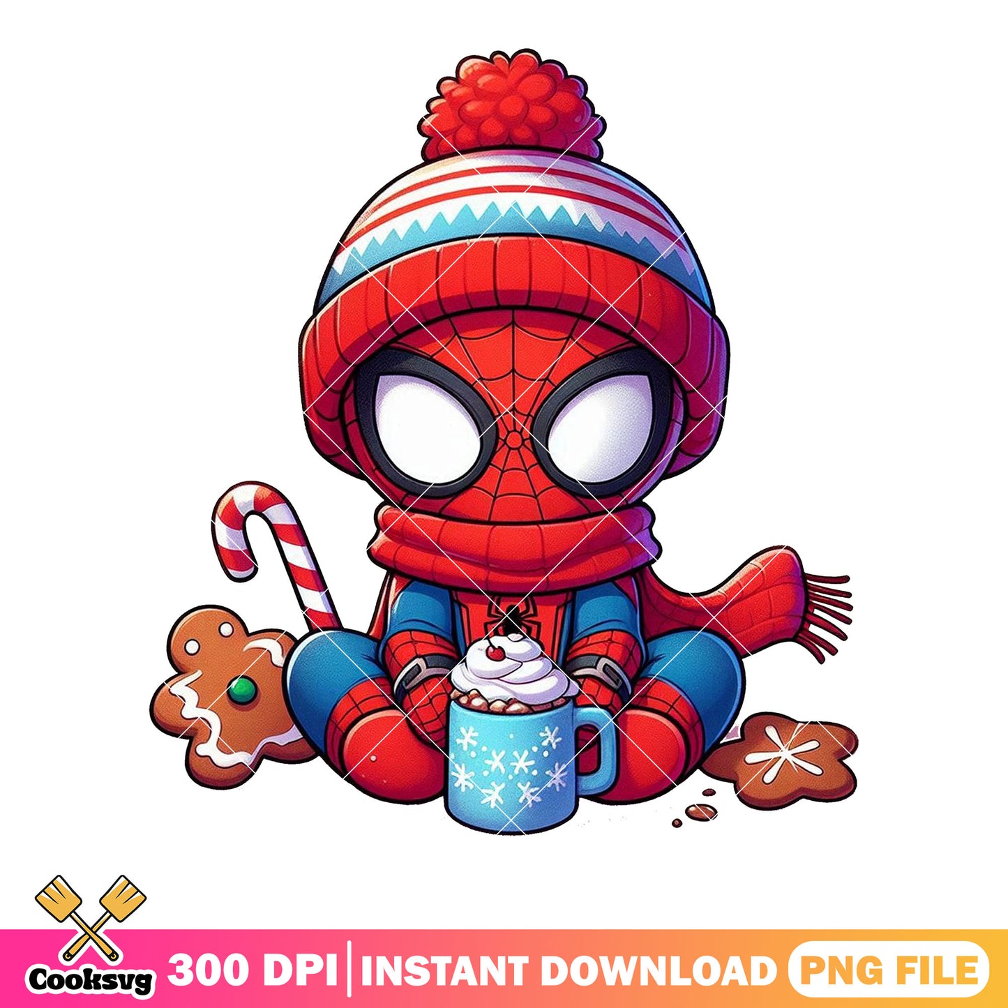 Spider man pajamas​ png, spiderman warm cute png, christmas png