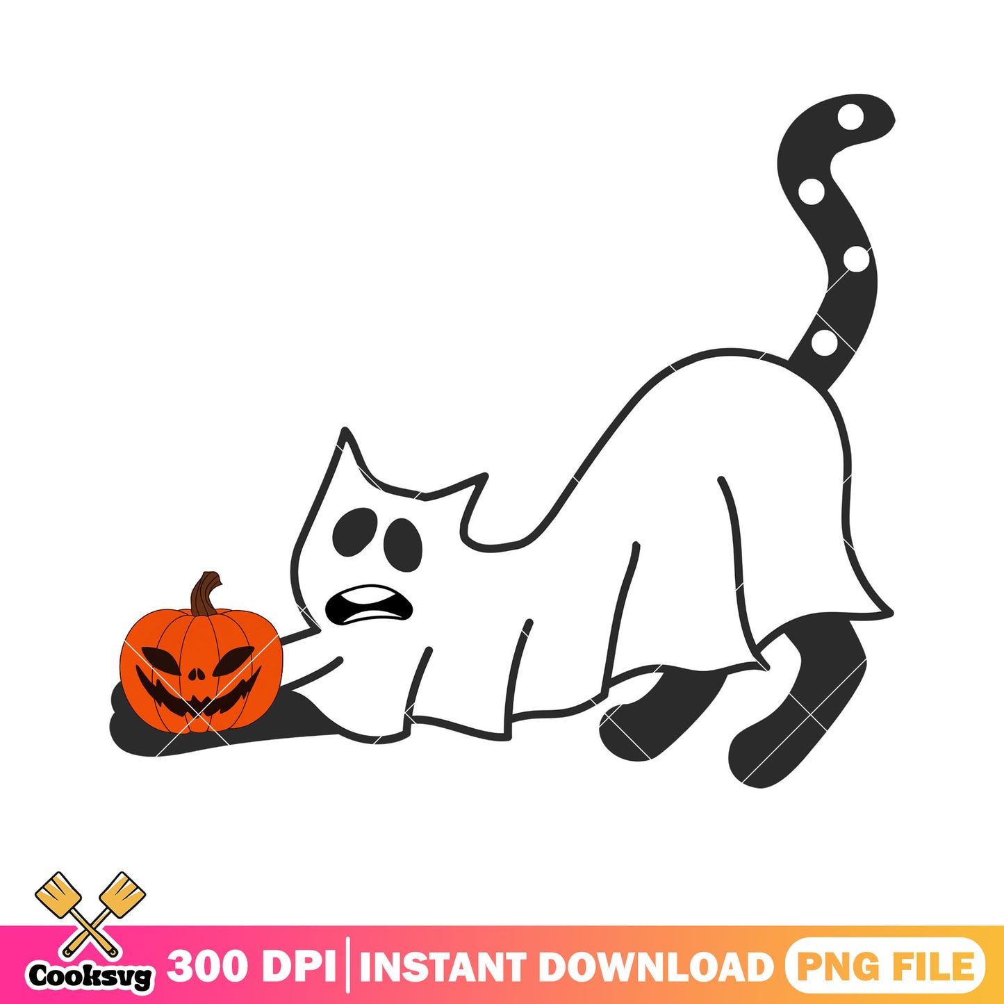 Spirit cat png, jack o lantern png, spooky halloween png