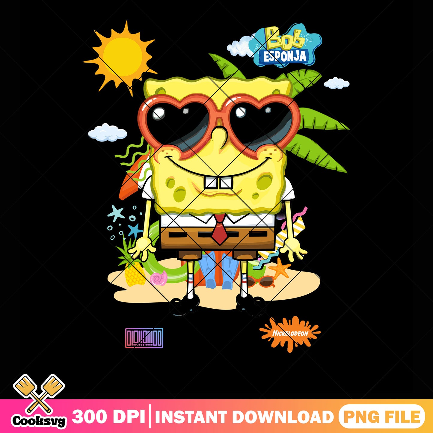 SpongeBob SquarePants heart sunglasses png png, Bob Esponja png, beach vibe png 