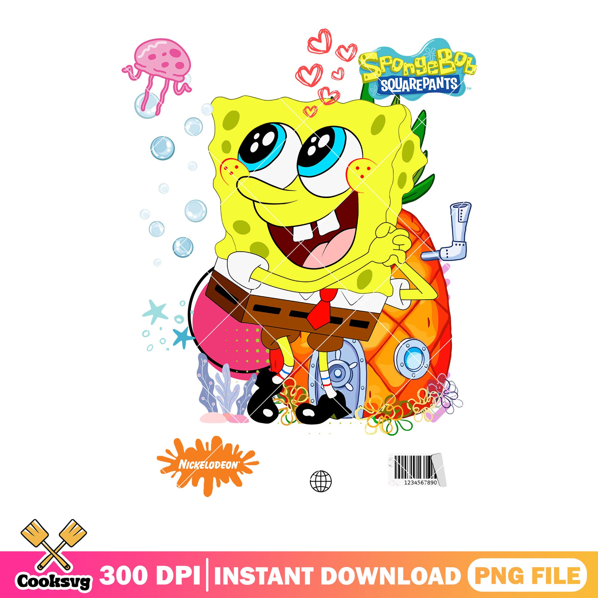 SpongeBob blink eyes png, jellyfish png, classic cartoon png