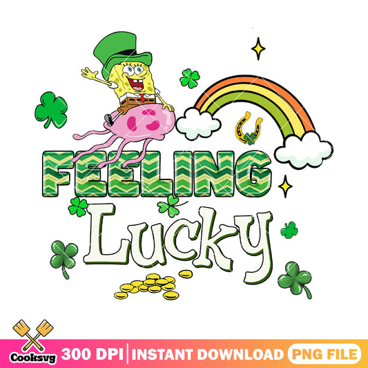 Spongebob and friends feeling lucky png, feeling lucky​ png