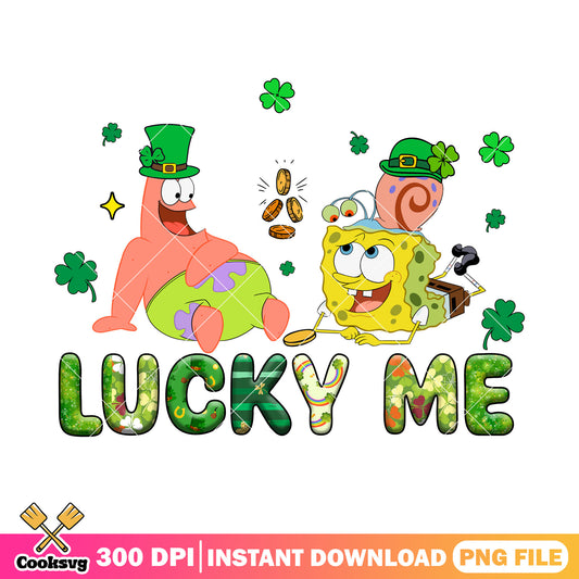 Spongebob and patrick lucky me png, spongebob and patrick​ png