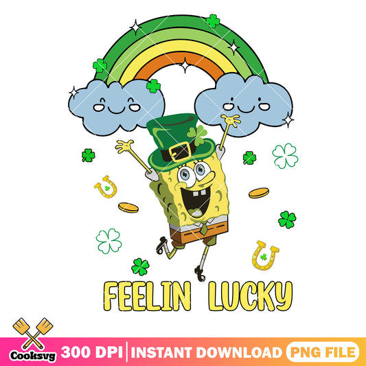 Spongebob cartoon feeling lucky png, feeling lucky​ png