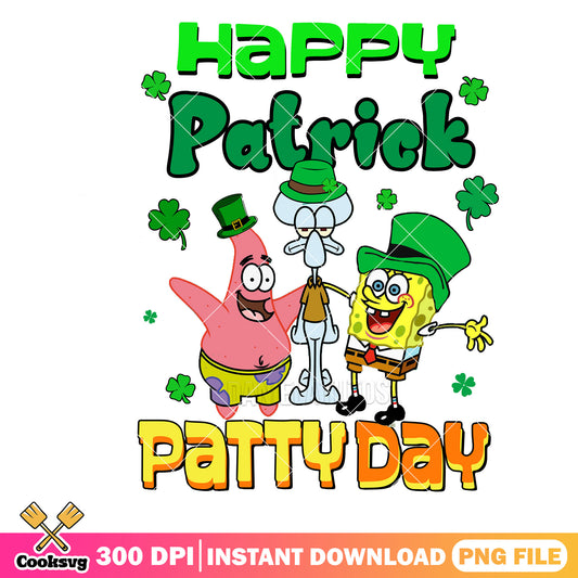 Spongebob happy patrick pattyday png, spongebob st patricks day​ png