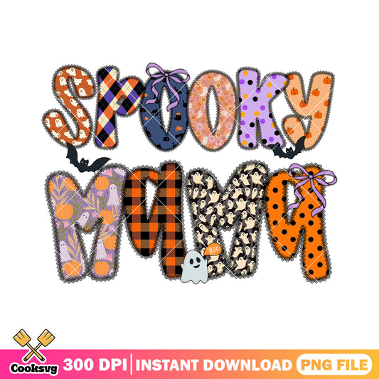 Spooky Mama art with ghost png, halloween decor png, spooky font png