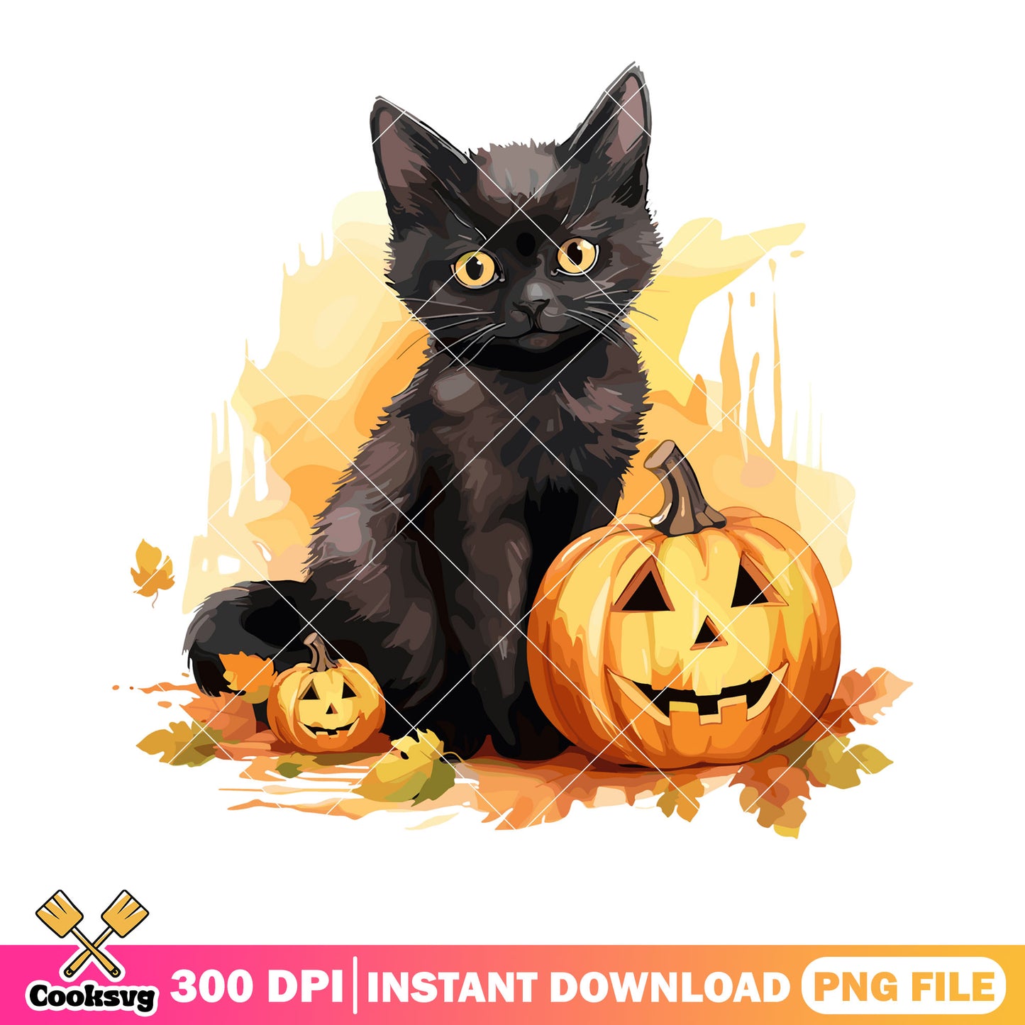 Spooky Pumpkin wicker png, black cat png, halloween scary png