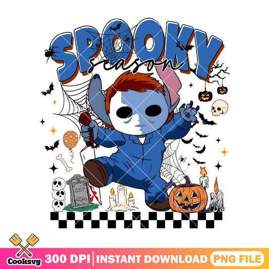 Spooky Season Stitch Michael Myers png, stitch halloween costume​ png