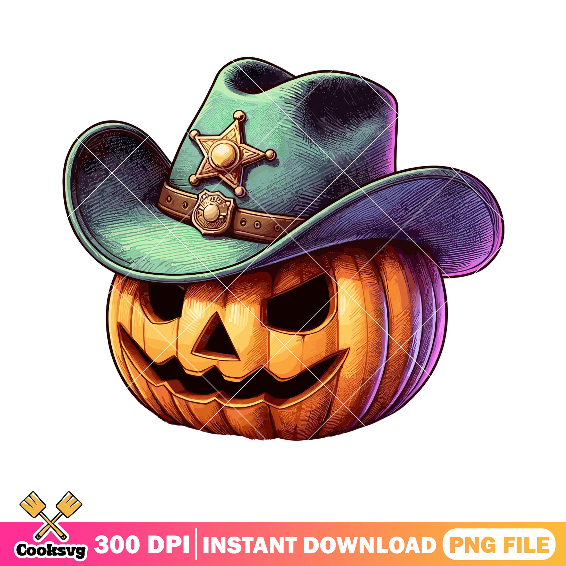 Spooky Wicker pumpkin png, cowboy hat png, halloween night png