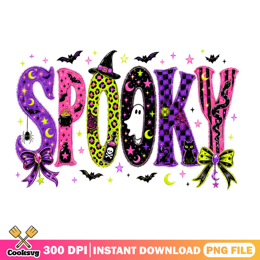 Spooky Halloween PNG, Witch Ghost Bat Halloween Shirt, Halloween PNG