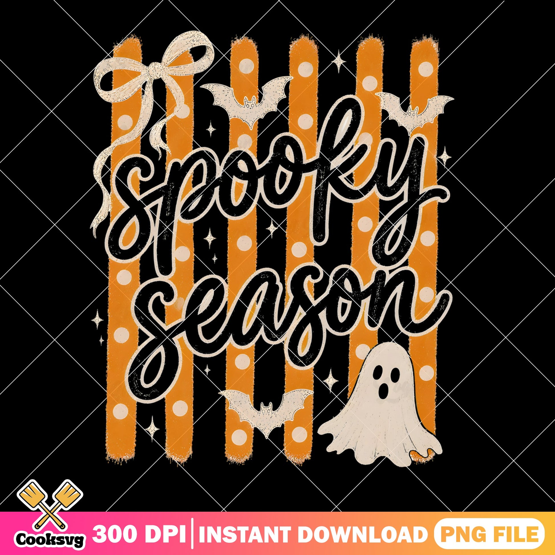 Spooky Season Halloween PNG, Ghost Bat Halloween PNG, Fall PNG