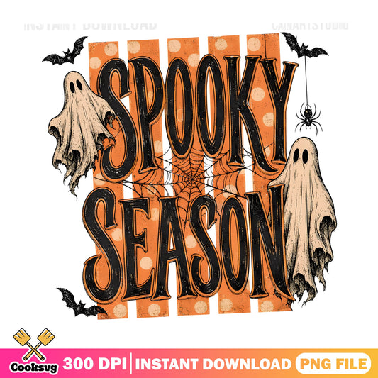 Spooky Season Halloween PNG, Ghost Bat Spider Web PNG, Halloween PNG