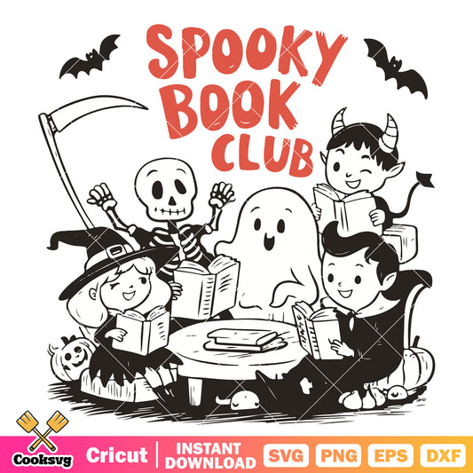Spooky book club halloween svg, cute halloween svg, spooky season​ svg