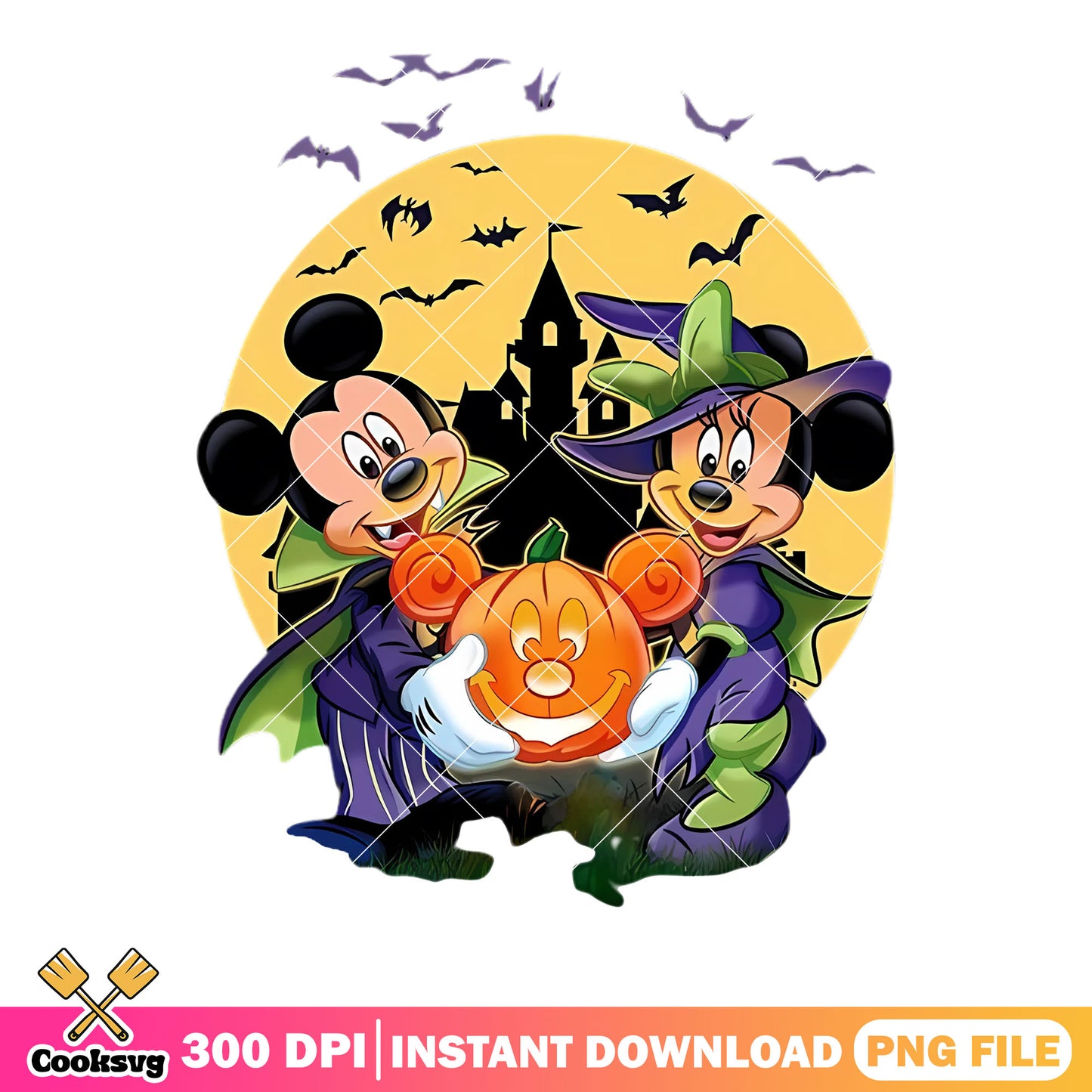 Spooky castle png, mickey head pumpkin art​ png, vampire costume png