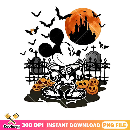 Spooky cemetery mickey png, skeleton custom​ png, disney character png