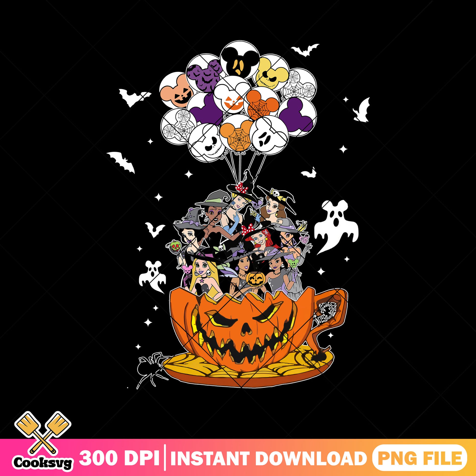 Spooky disney princesses png, disney world png, cute princess png
