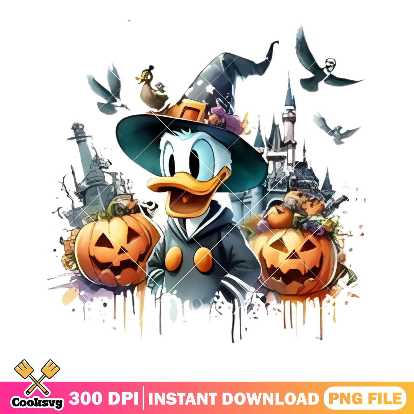 Spooky donald castle png, jack o lantern ​png, disney halloween png