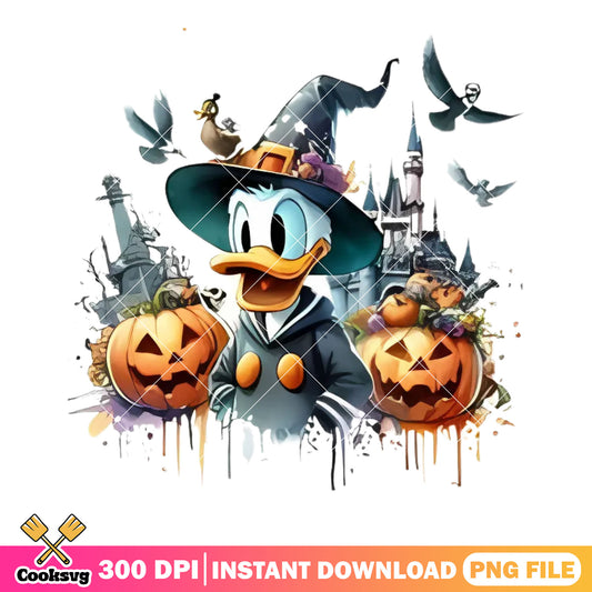 Spooky donald castle png, jack o lantern ​png, disney halloween png