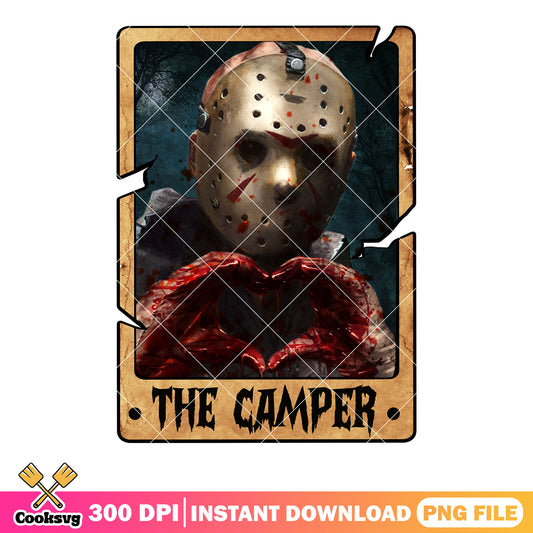 Spooky forest Jason Voorhees png, scary halloween png, bloody heart png