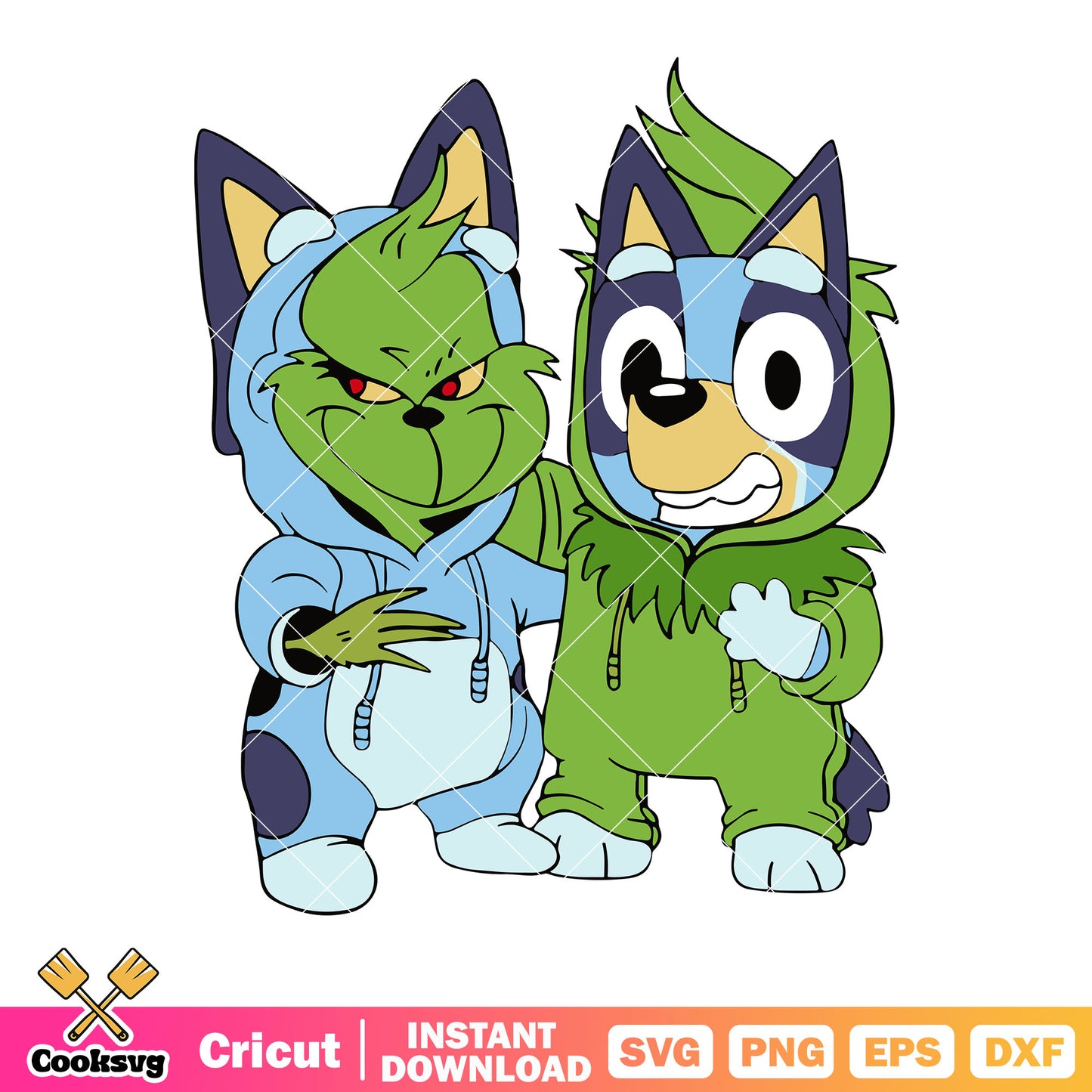 Spooky grinch in bluey svg, bluey character svg, grinch costume svg