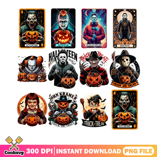Spooky halloween png bundle, john kramer png, trick or treat png