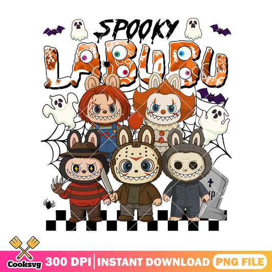 Spooky horror movies labubu png, labubu spooky png, spooky halloween png