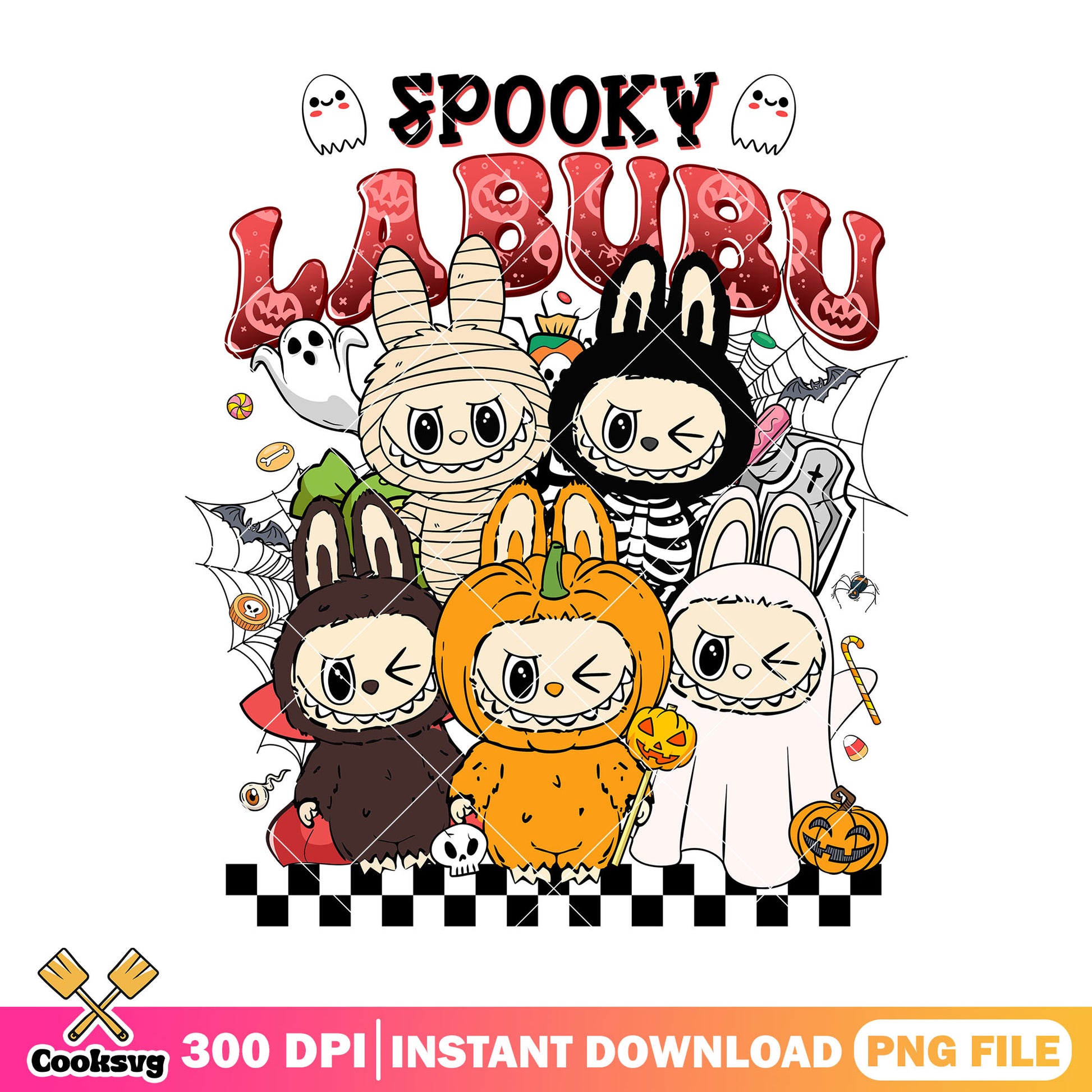 Spooky labubu team png, labubu clothes​ png, halloween town​ png