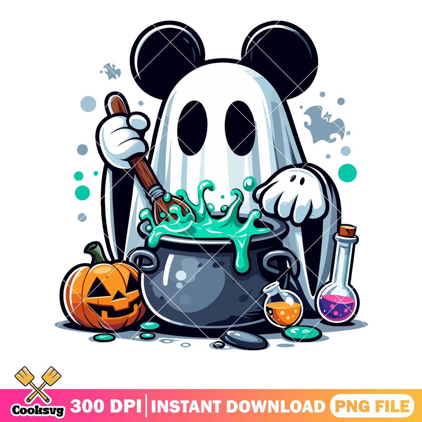 Spooky mickey cauldron png, jack o lantern png, halloween scary png