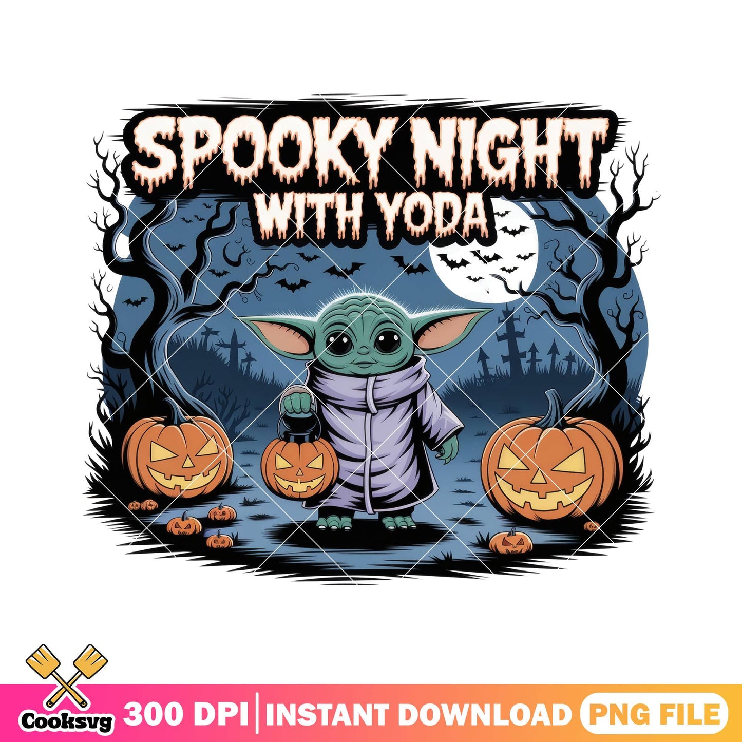 Spooky night with yoda png, halloween ends​ png, star wars yoda​ png