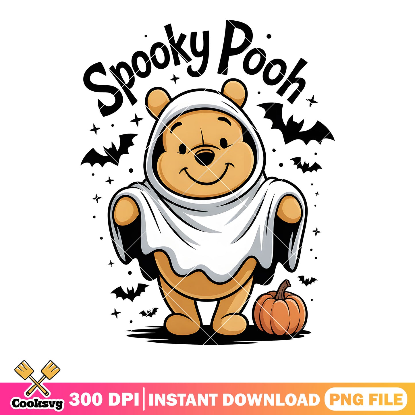 Spooky pooh bear png, spooky halloween png, pooh bear png