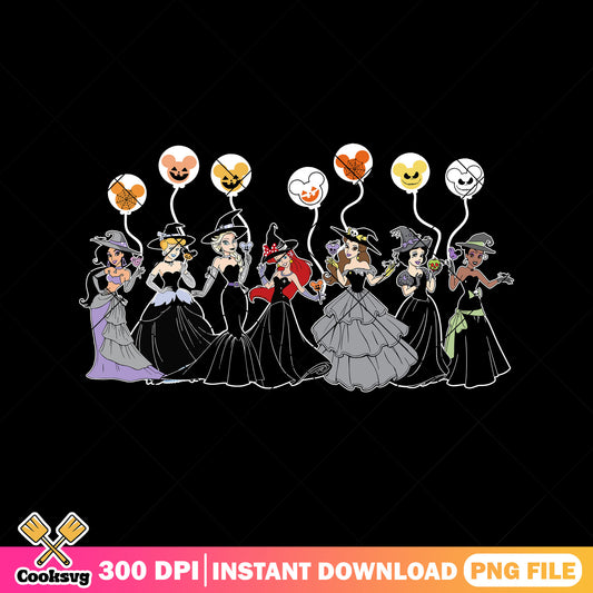 Spooky princess collection png, halloween outfit png, disney world png