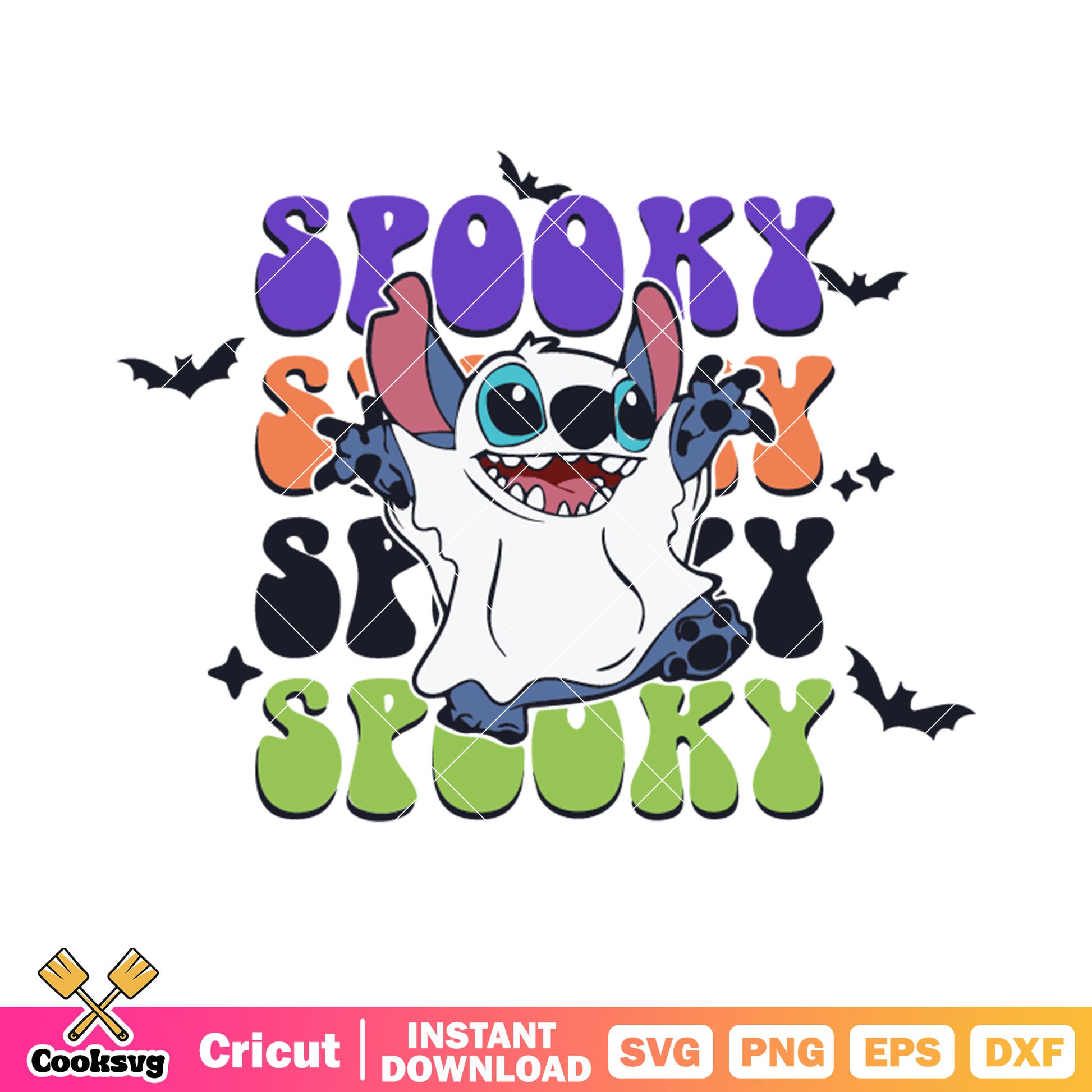 Spooky scary bats svg, ghost blanket svg, stitch character svg