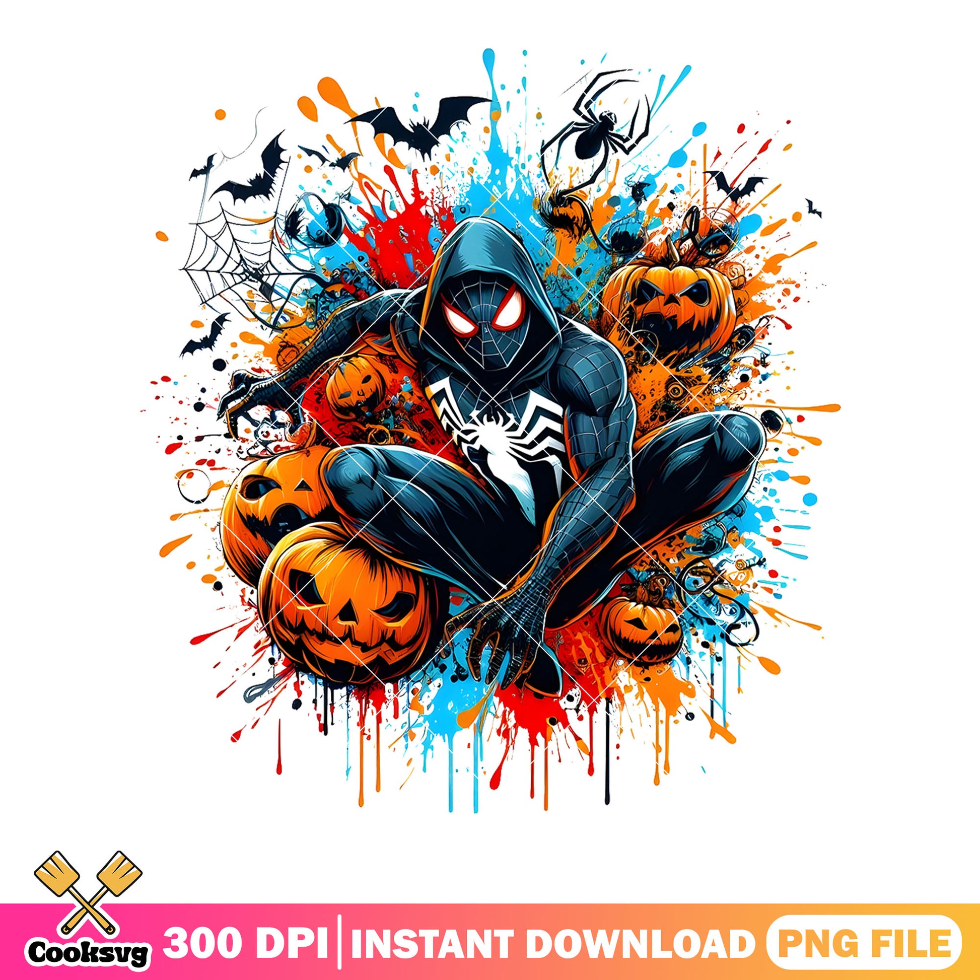 Spooky spider man png, marvel hallows eve​ png, wicker pumpkin png