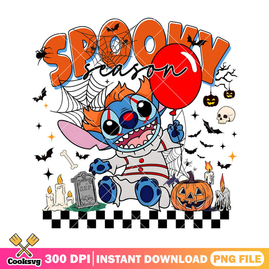 Spooky stitch Pennywise png, stitch halloween costume​ png