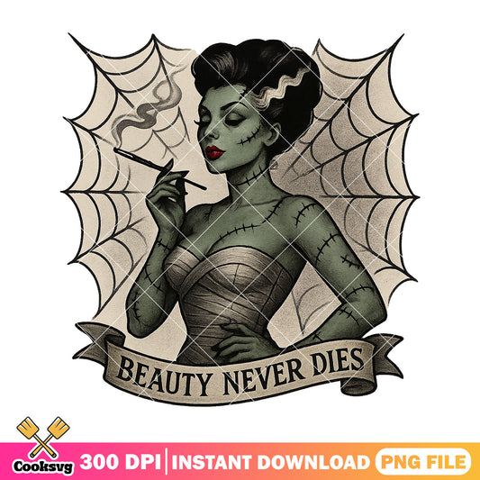 Spooky stitched lady png, horror beauty png, halloween fun png