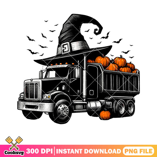 Spooky truck witches hat png, scary bats png, halloween scary png