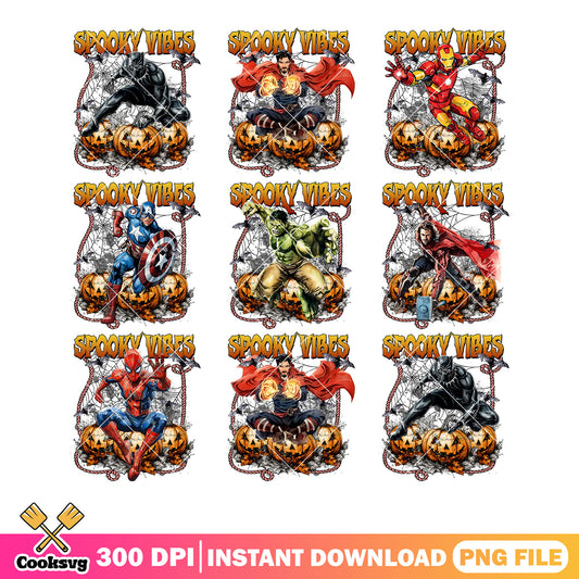 Spooky vibes advenger png bundle, black panther png, doctor strange png