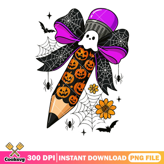 Sppoky pencil sunflower png, spooky halloween png, cute spirit png