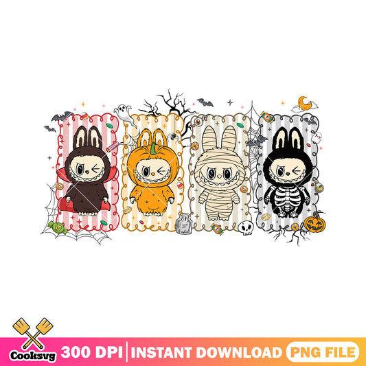 Squad horror labubu png, pop mart labubu​ png, halloween ends png